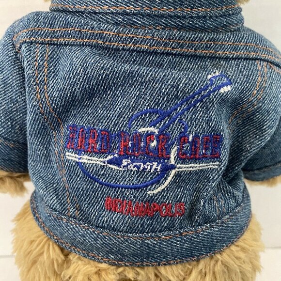 Hard Rock Cafe INDIANAPOLI 1990s Honey TEDDY BEAR Plush  Denim Jacket Vtg - Picture 4 of 8